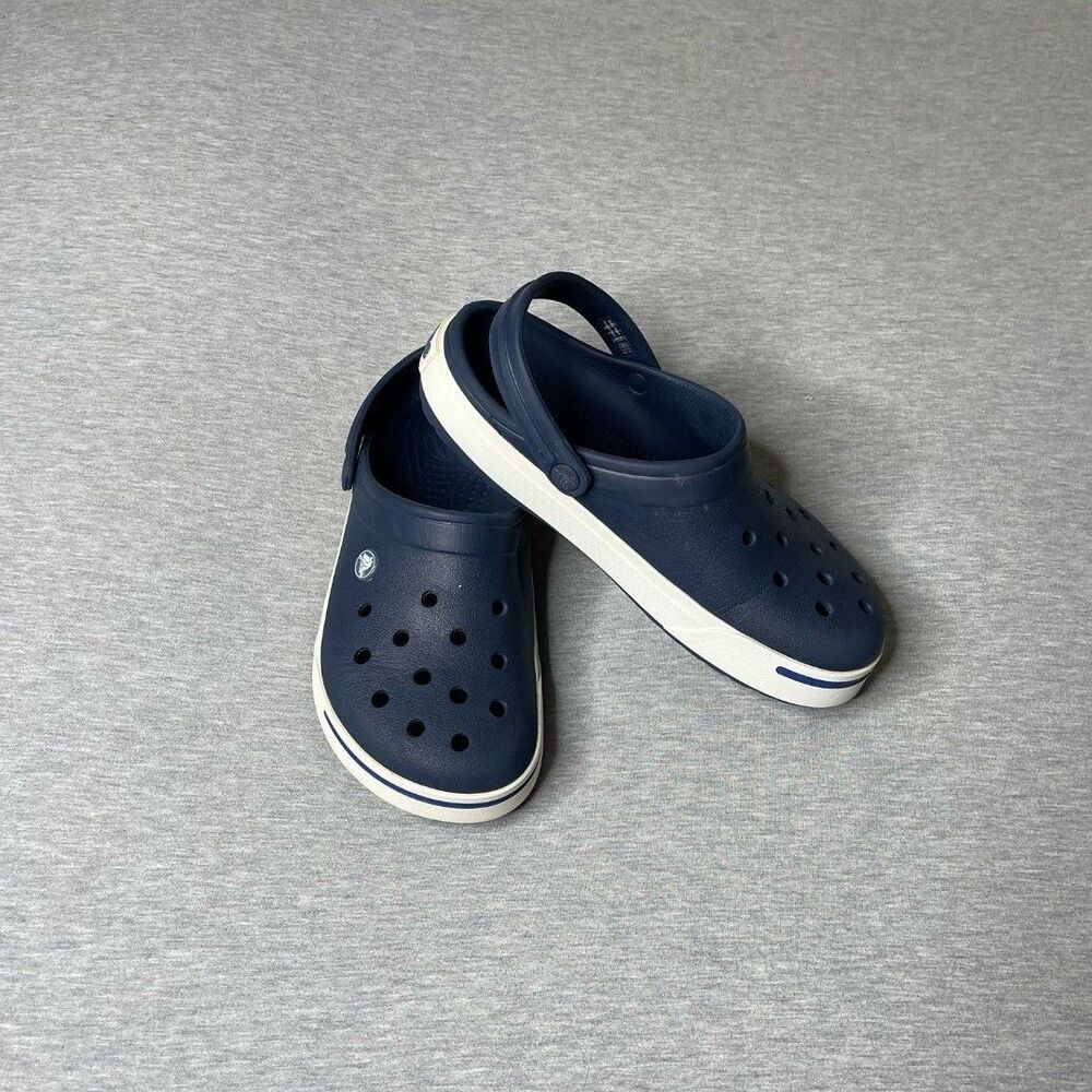 Crocs Unisex Crocband Blue & White Stripe Clog Shoes